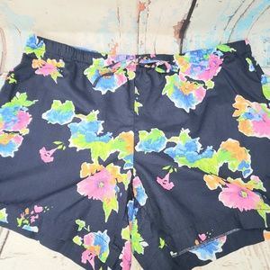 Navy polyester floral printed shorts size large